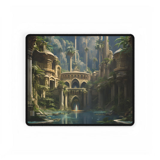 Majestic Desert Oasis: Arabian Nights-Inspired Bird's Eye View - Desk Mat