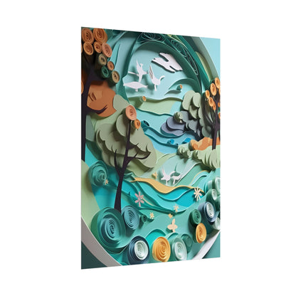 Eye-Catching Beach Landscape: Paper Quilling Art - Poster