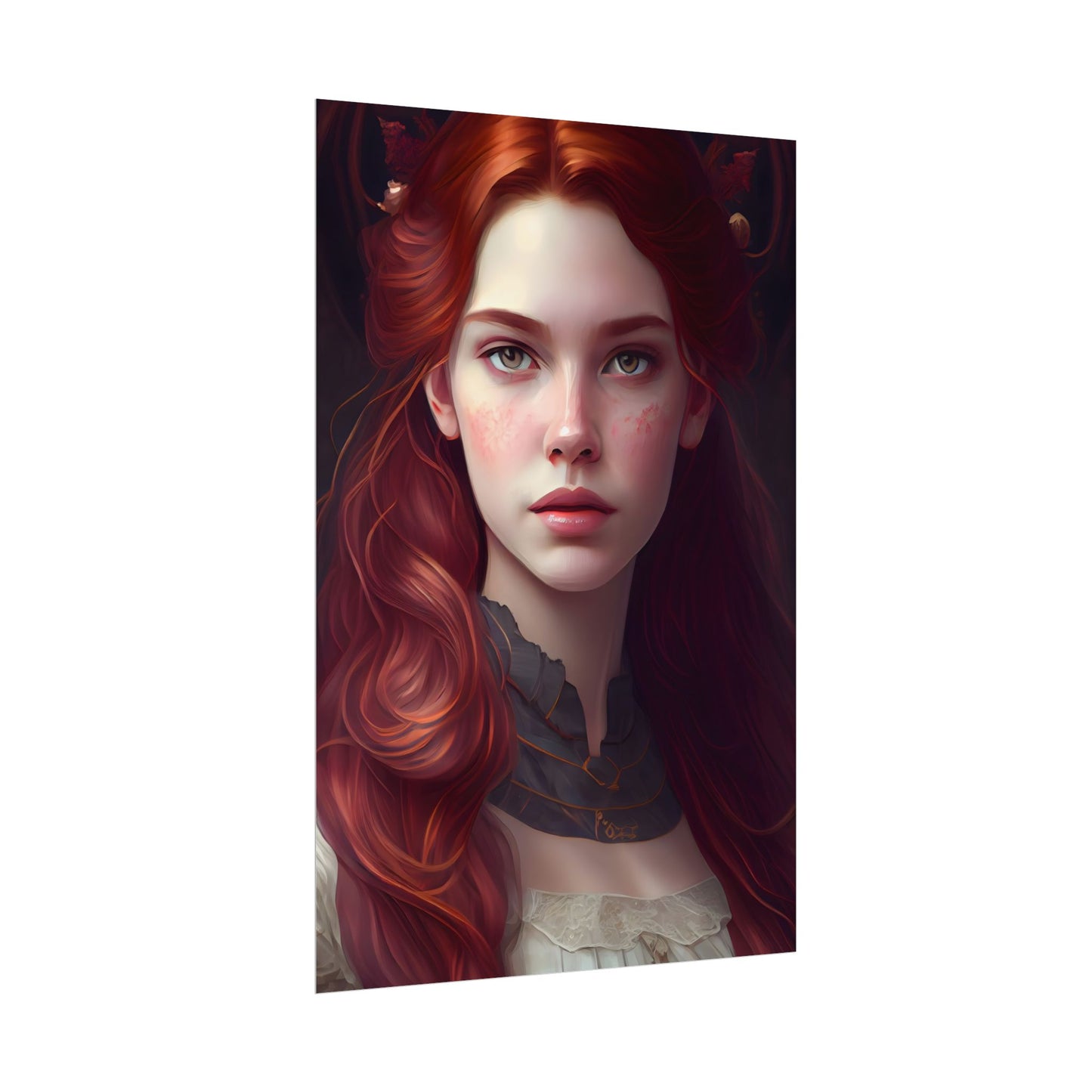 Beautiful Redhead Female Portrait: Classic Timeless Artwork - Poster