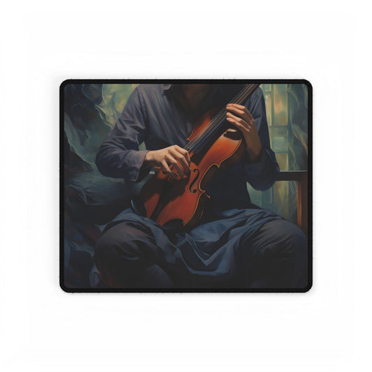Mysterious Musician: Intimate Guitar Portrait - Desk Mat