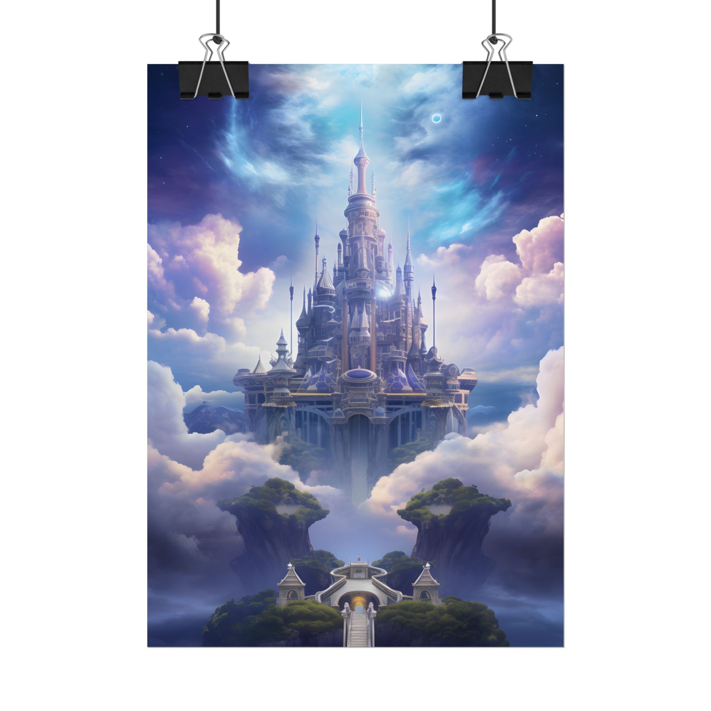 Celestial Fantasy Floating City: Dreamlike Artwork - Poster