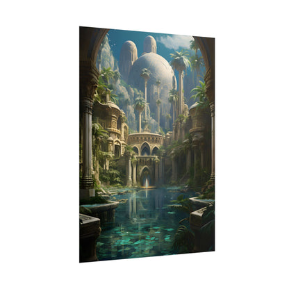 Majestic Desert Oasis: Arabian Nights-Inspired Bird's Eye View - Poster