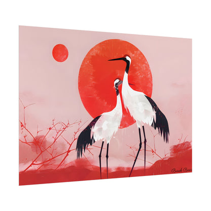 Peaceful Crane Sanctuary: Serene Landscape Nature Art - Poster