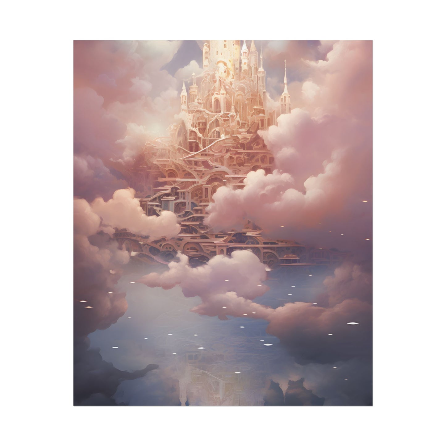 Celestial Fantasy Floating City: Digital Artwork - Poster