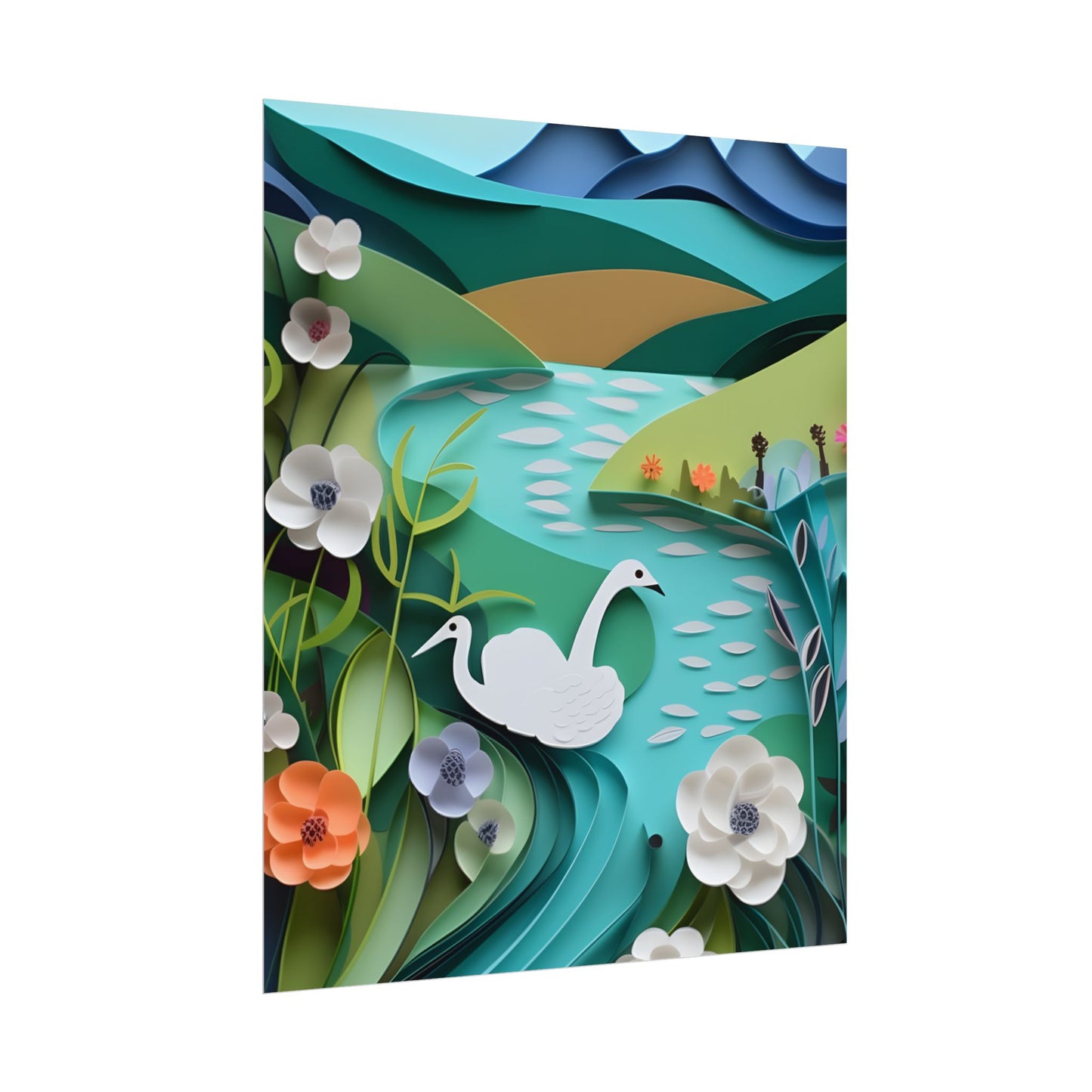 Vibrant Paper Quilling Island: A Beautiful Tropical Landscape - Poster