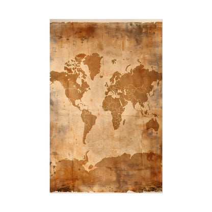 Vintage World Map: Artistic Cartography on Canvas - Poster
