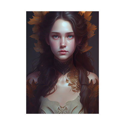 Brown Hair Female Portrait: Artistic Style Digital Art - Poster