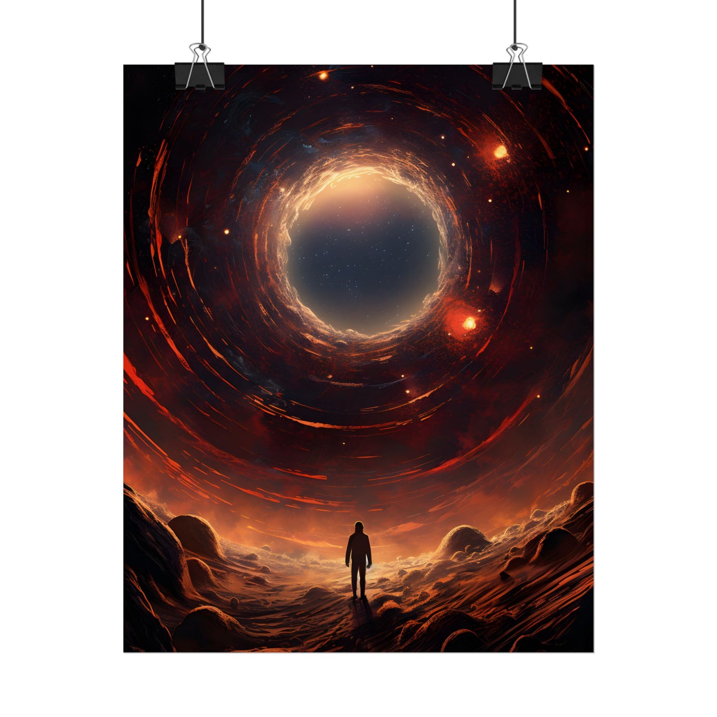 Black Hole Cosmic: A Realistic Digital Artwork of a Planet in Orbit - Poster
