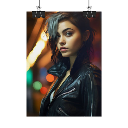 Vibrant Digital Art Print: Teenage Cyberpunk Close-Up - Poster