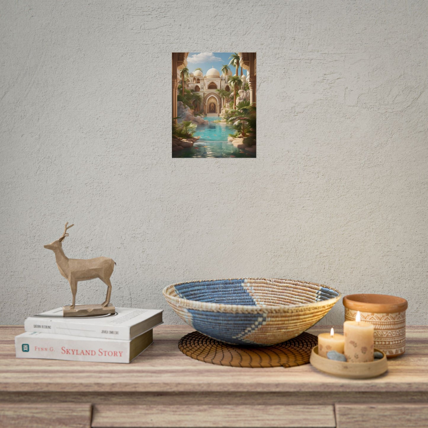 Serene Desert Oasis: Arabian Nights-Inspired Artwork - Poster