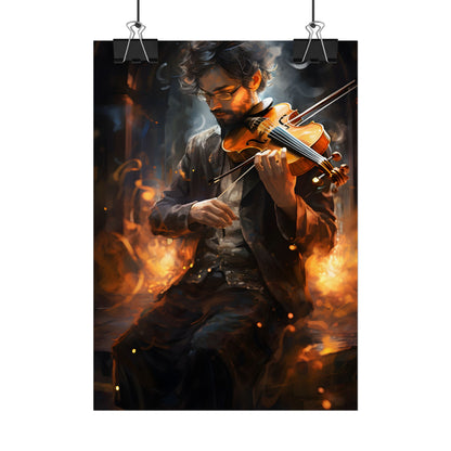 The Mysterious Musician: Close-Up Portrait with Violin - Poster