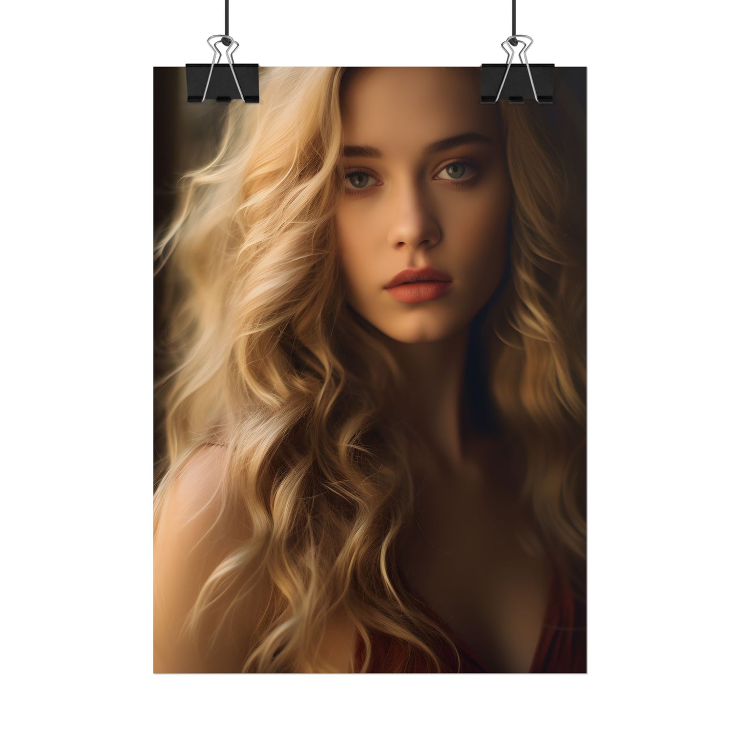 Modern Beauty: Young Blonde Woman in a Short-Sleeved Dress - Poster