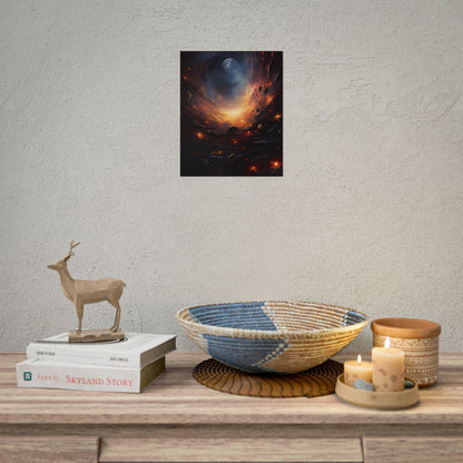 Cosmic Orbit: Six Planets Swirl Around a Black Hole - Poster