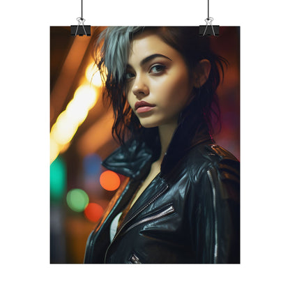 Vibrant Digital Art Print: Teenage Cyberpunk Close-Up - Poster