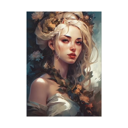 Dramatic Blonde Portrait: Red Hues Digital Art - Poster