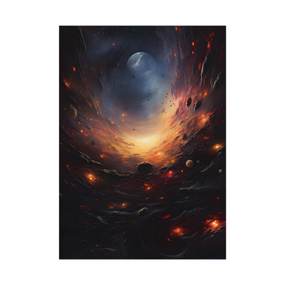 Cosmic Orbit: Six Planets Swirl Around a Black Hole - Poster