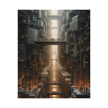 Futuristic City of Perfection: Modern Skyscrapers under Neon Lights - Poster