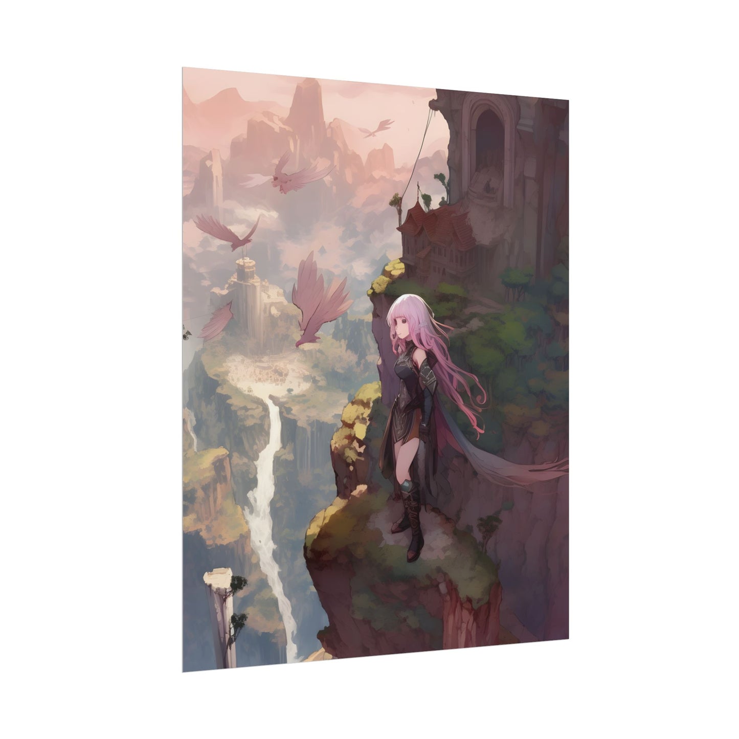 Dramatic Anime Bird: Colorful Birds Eye View - Poster