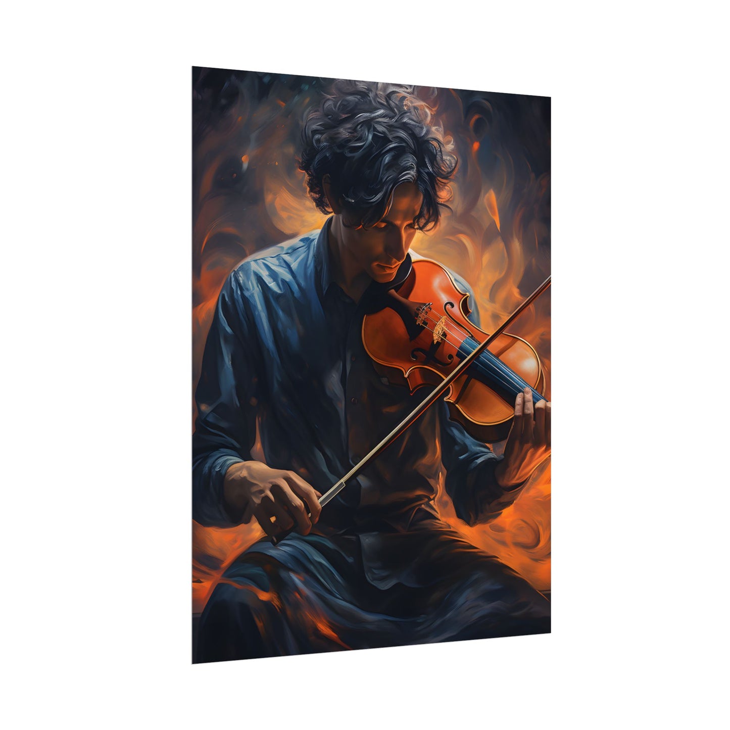 Mysterious Musician Portrait: Enigmatic Eyes Artwork - Poster