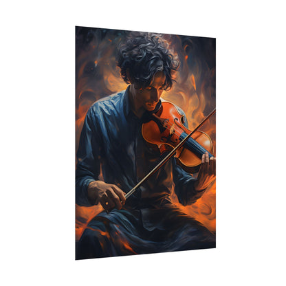 Mysterious Musician Portrait: Enigmatic Eyes Artwork - Poster