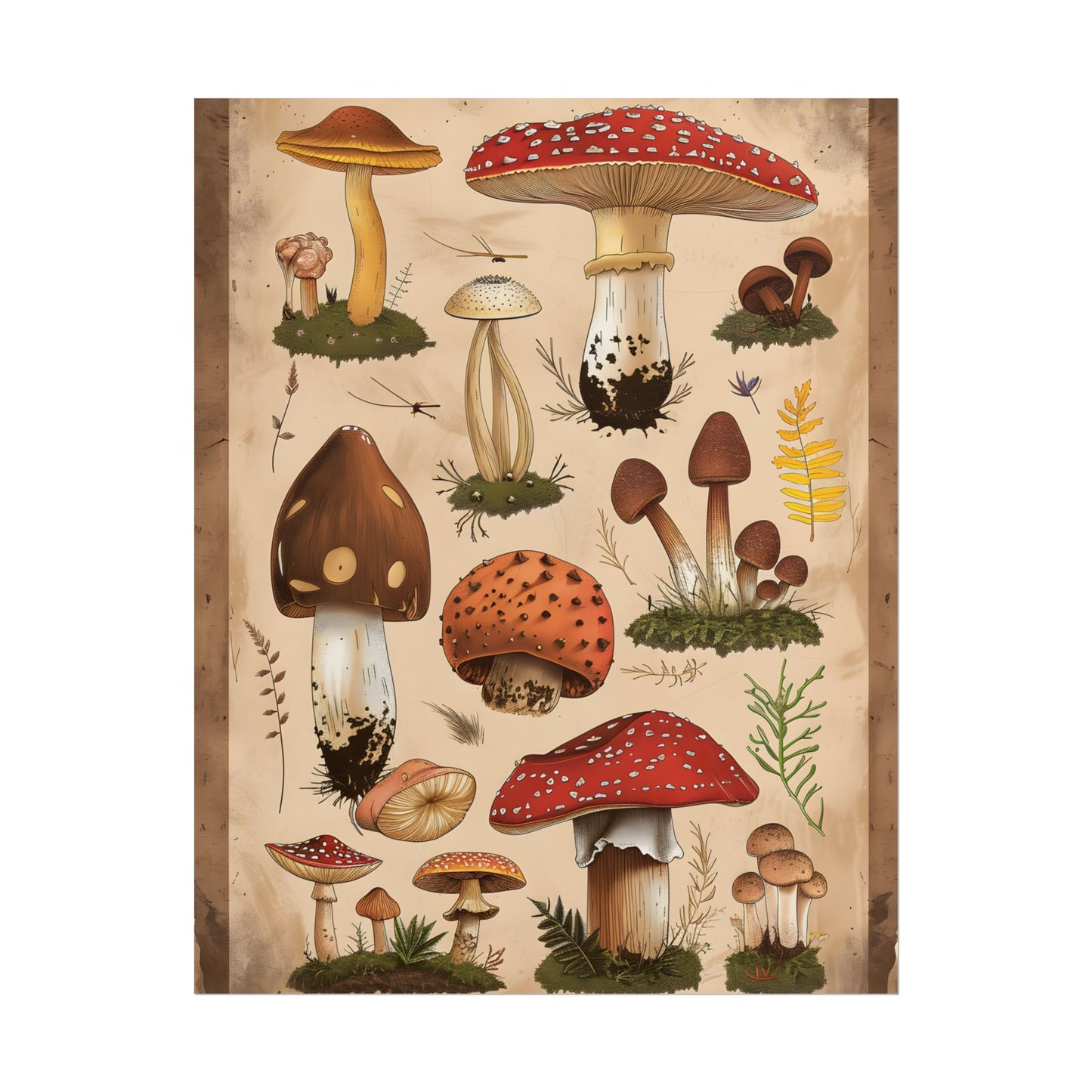 Vibrant Mushroom Species Poster: A Colorful Collection - Poster