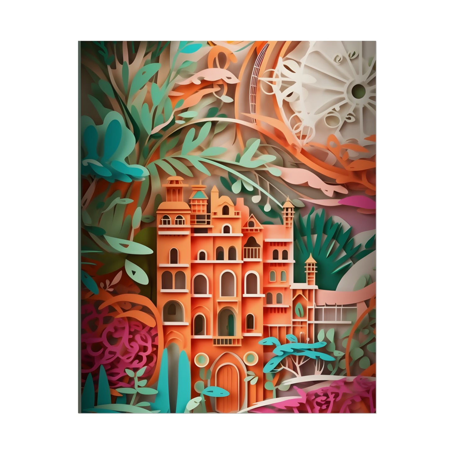 European Paper Quilled Landscape: Artistic Craftsmanship - Poster