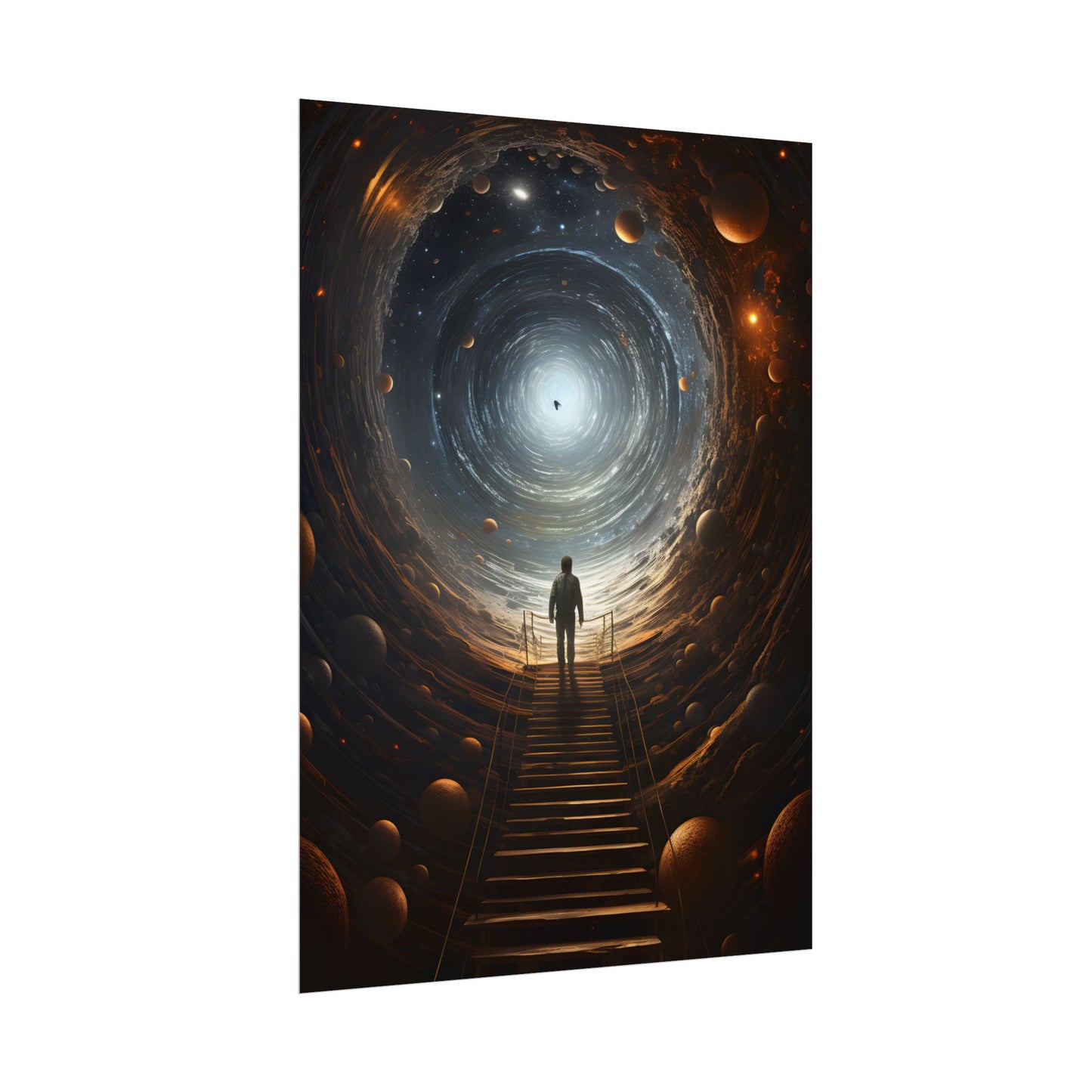 Space-Time Explorer: Intrepid Journey in Black and White - Poster