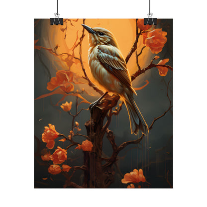 Enigmatic Songbird Guardian: Urban Artwork - Poster
