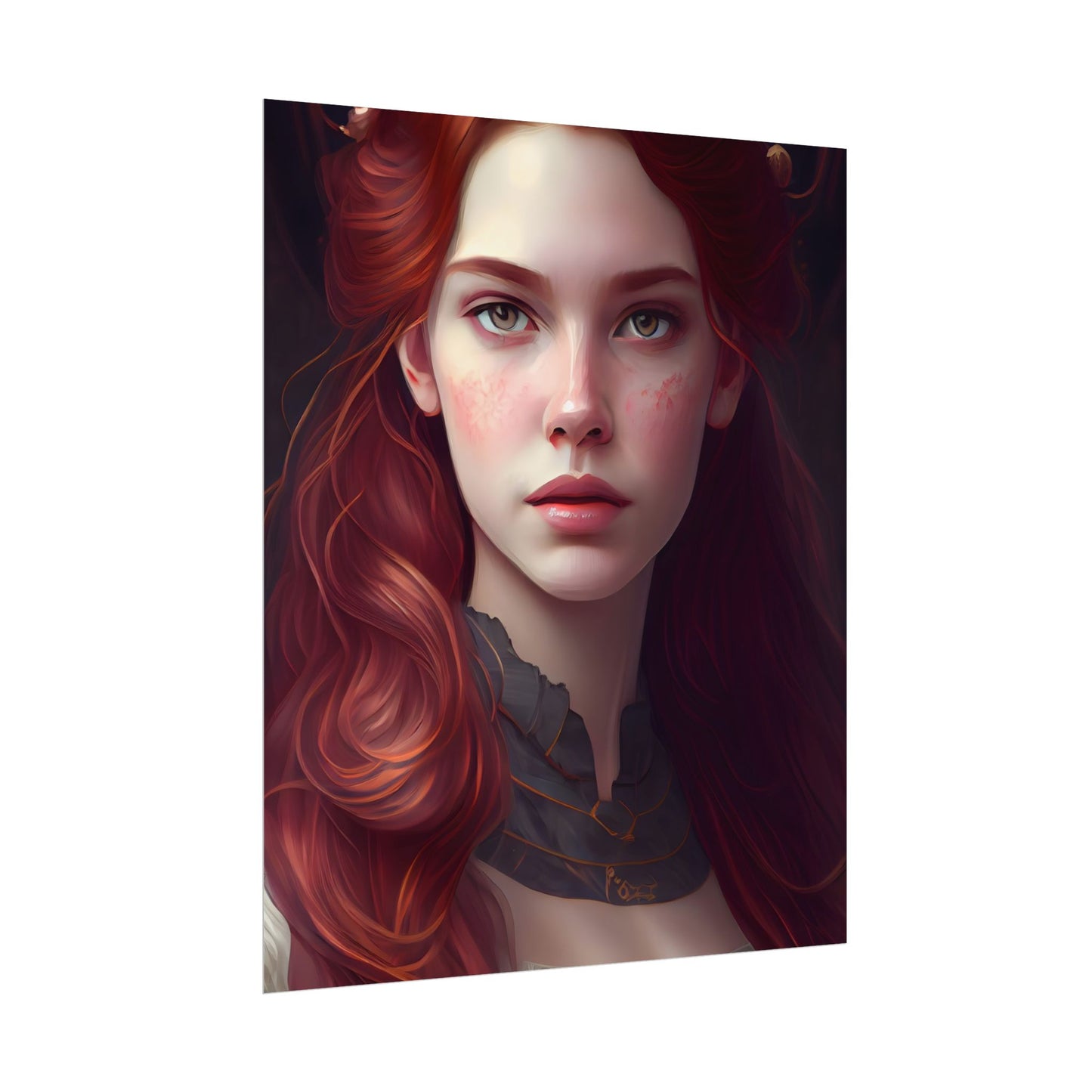 Beautiful Redhead Female Portrait: Classic Timeless Artwork - Poster