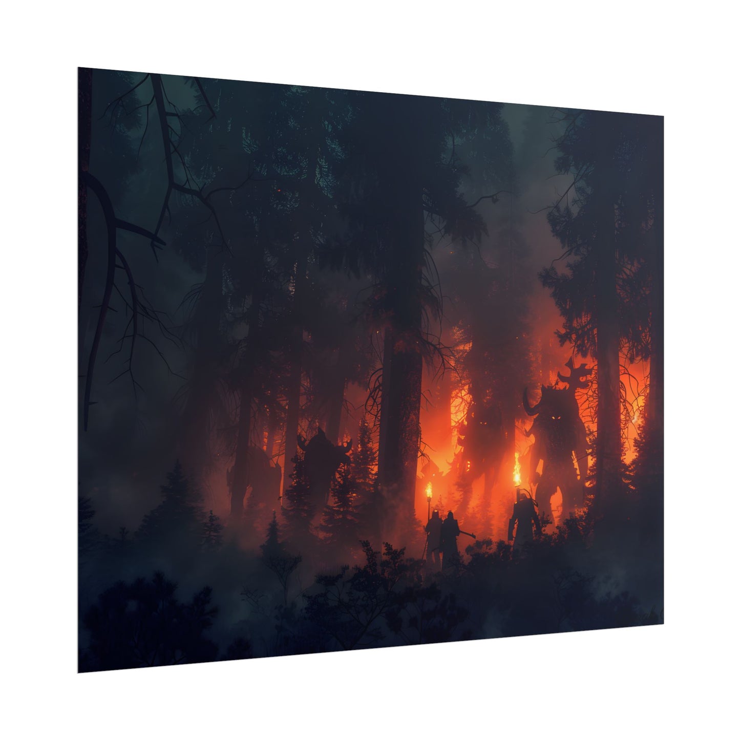 Misty Sunset Gathering: A Group in Nature's Embrace - Poster