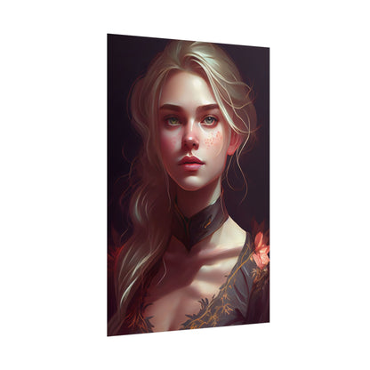 Astonishing Blonde Portrait: Artistic Beauty in Darkness - Poster