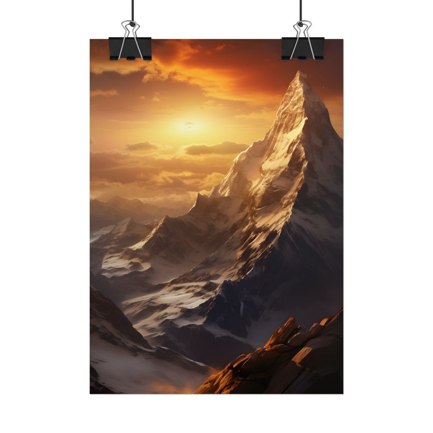 Majestic Mountain Summit: Epic Sunrise View - Nature Landscape Art - Poster