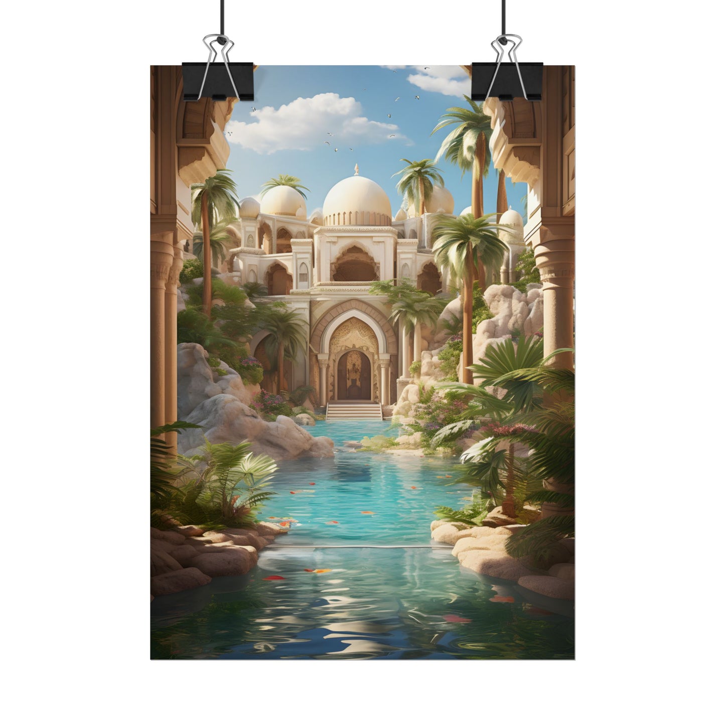 Serene Desert Oasis: Arabian Nights-Inspired Artwork - Poster