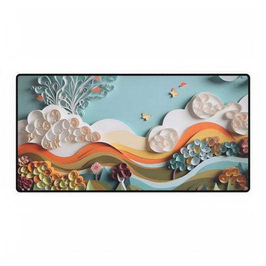 Peaceful Beach Serenade: Paper Quilling Art - Desk Mat
