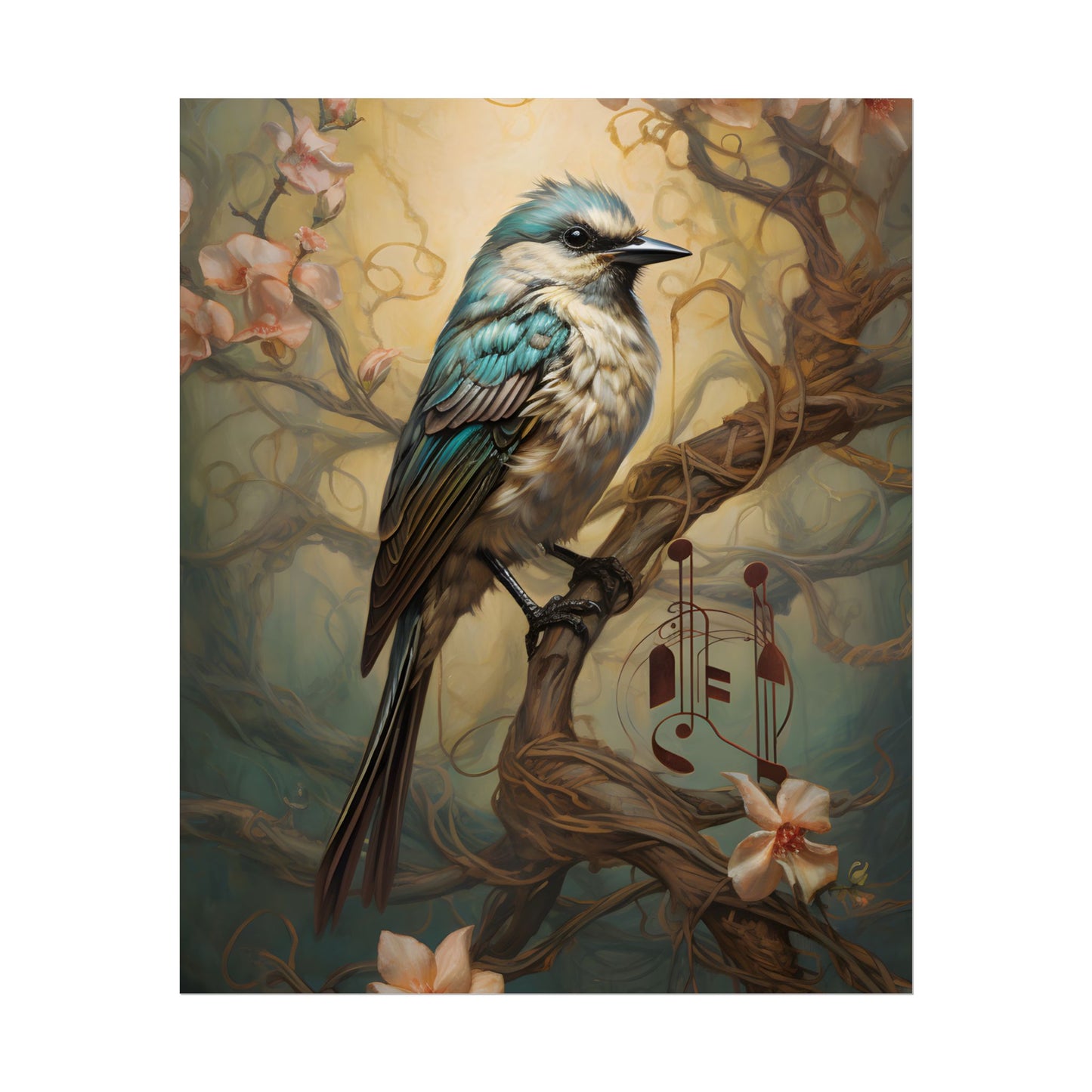 Blue Beauty: A Majestic Songbird in Nature - Poster