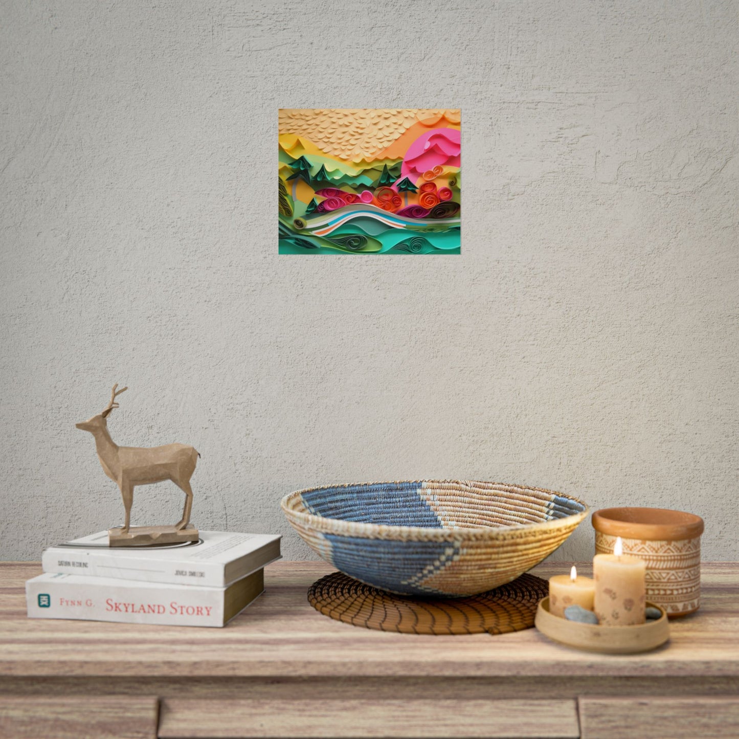 Magical Beach Landscape: Paper Quilling Art Piece - Poster
