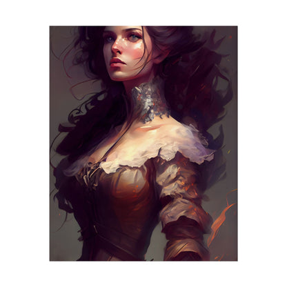 Lovely Brown Hair Portrait: Stunning Female Art - Poster