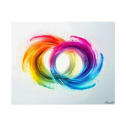 Swirling Colors: Gradient Artwork with Red, Blue, and Yellow Circles - Poster
