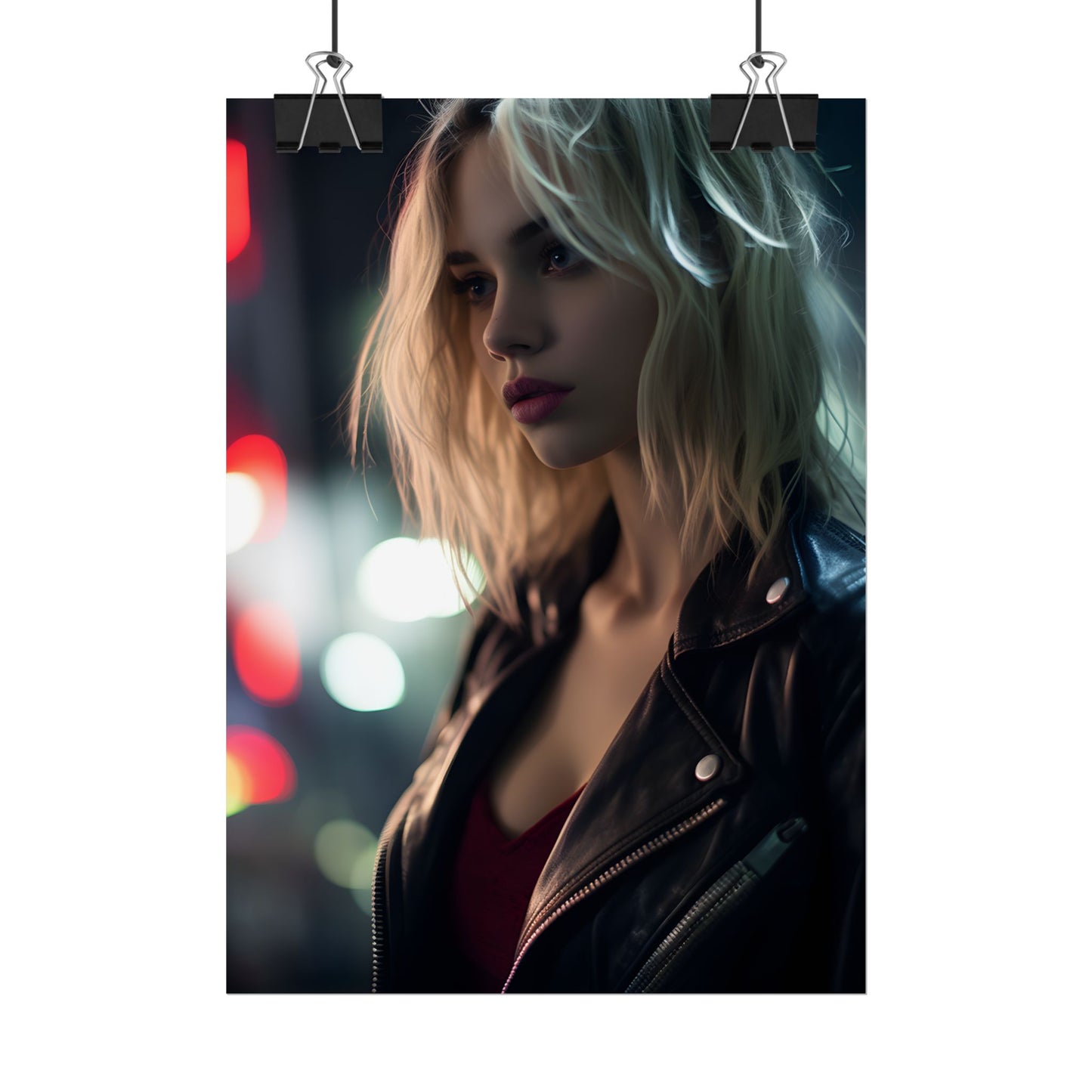 Cyberpunk Youth: Close-Up Portrait - Poster