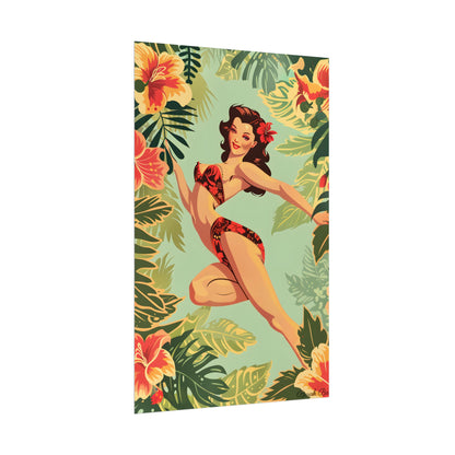 Vintage Retro Pin-Up Girl: Mid-Century Art Illustration - Poster