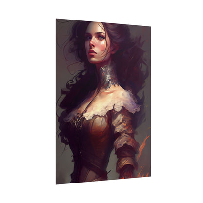 Lovely Brown Hair Portrait: Stunning Female Art - Poster