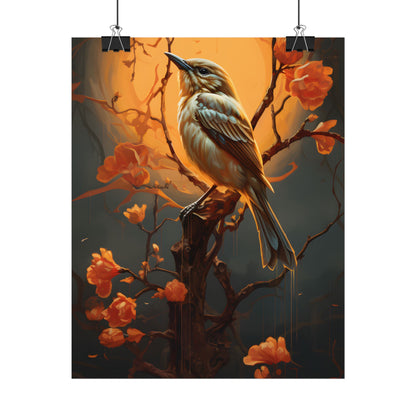 Enigmatic Songbird Guardian: Urban Artwork - Poster