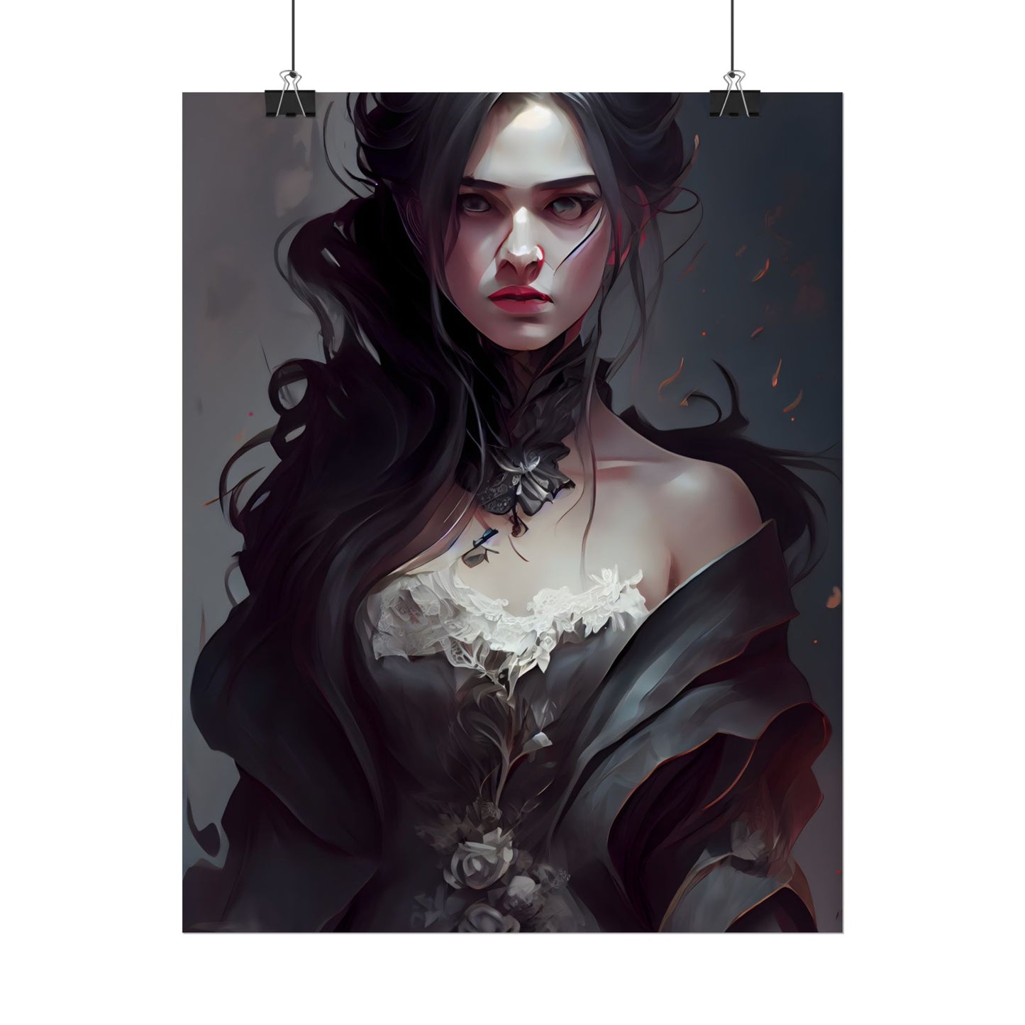 Black Haired Female Portrait: Elegant Outdoor Beauty - Poster