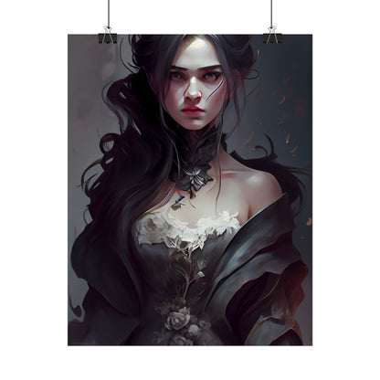 Black Haired Female Portrait: Elegant Outdoor Beauty - Poster