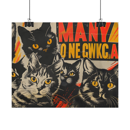 Red Cats in Soviet Motion: A Playful Poster Art - Poster