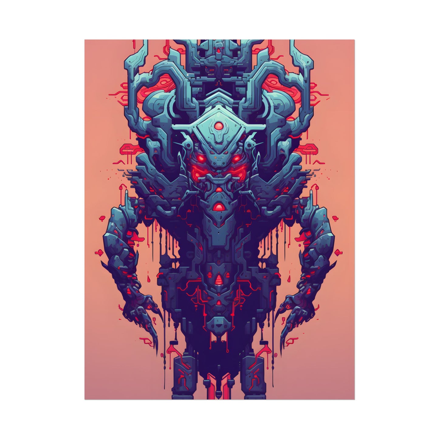Neon Pixel Pets: Cyberpunk Synthwave Digital Art - Poster