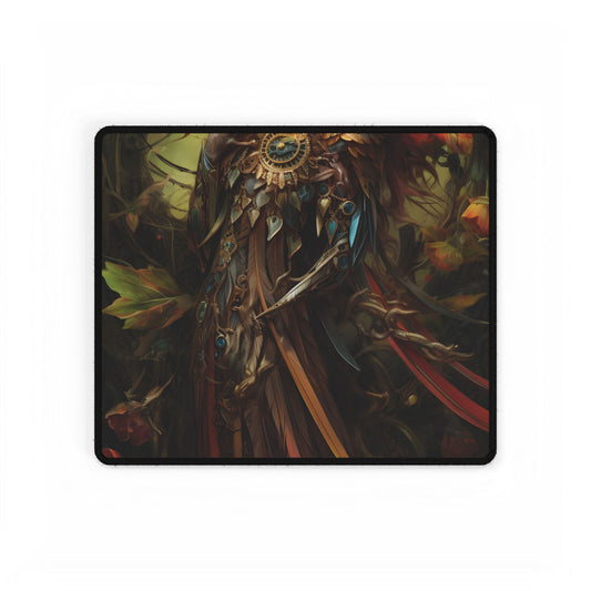 Grand Statue of a Majestic Bird in Serene Setting - Desk Mat