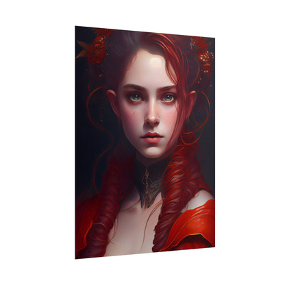 Redhead Portrait: Vibrant Dress Artwork - Poster