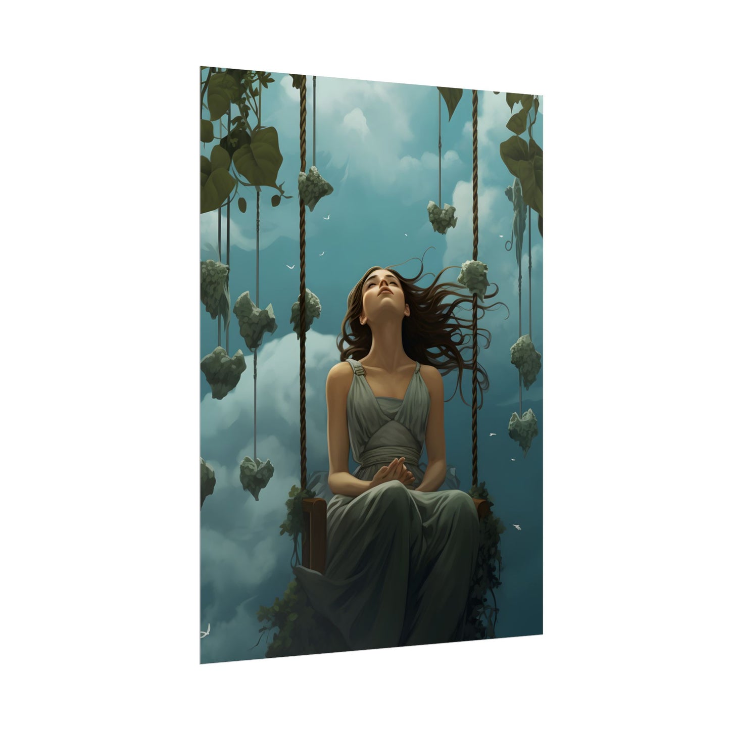 Person at Desk with Laptop: Digital Artwork - Poster