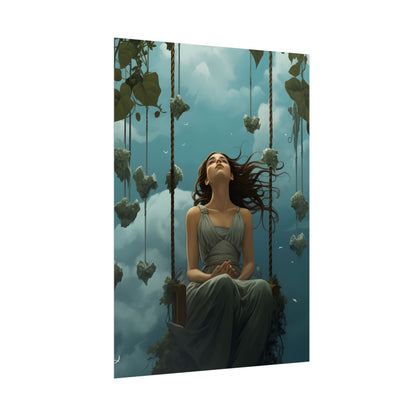 Person at Desk with Laptop: Digital Artwork - Poster